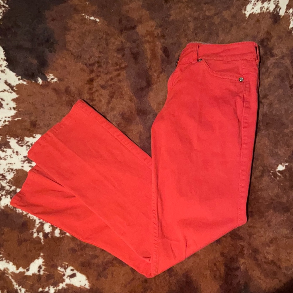 Unique Vintage Straight Flare Low Rise Wrangler 70s Red Jeans Size 5/34